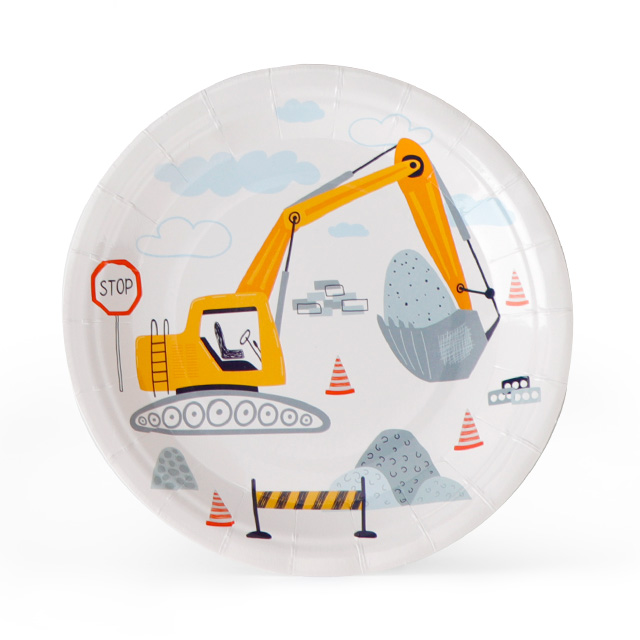 Patrones de placa de papel de fiesta para niños desechables Patrones de excavadores
