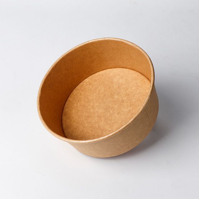 Logotipo personalizado Reduce desechable Kraft 1300ml Envalía de papel con tapa de mascotas para fideos de comida