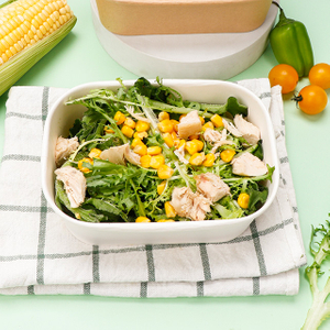 Impresión personalizada Take Away Packaging de alimentos cuadrado desechable Biodegradable Rectangular Papel Blanco Envalía 