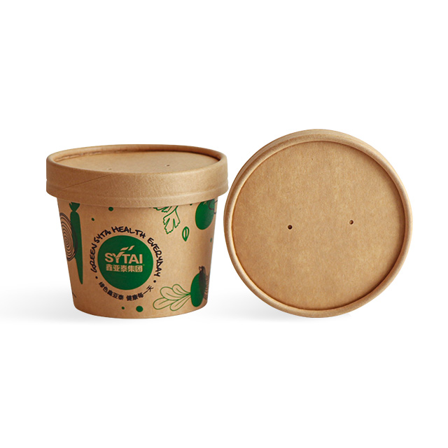 Tapa de tazas de sopa de papel de sopa Kraft compostable