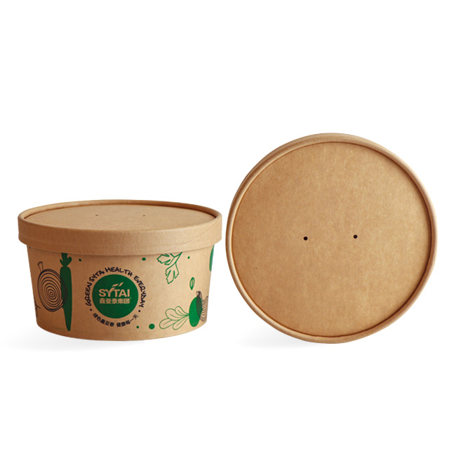 Tapa de tazas de sopa de papel de sopa Kraft compostable