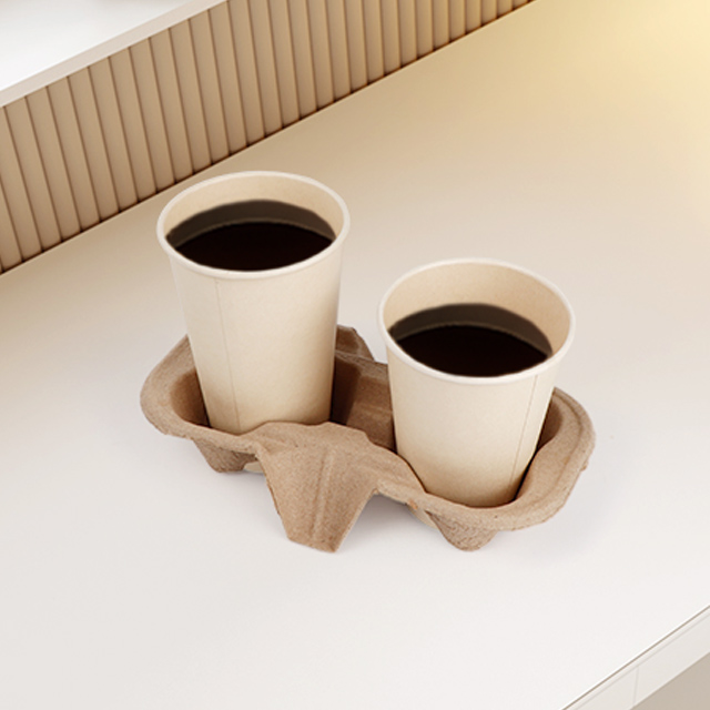 Lleva la bandeja de pulpa de papel desechable y reciclable 2 bandejas de 2 taza