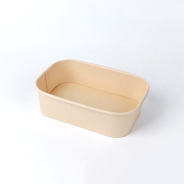  Logotipo de 500 ml Impreso Eco Friendly Take Rectangle Bamboo Paper Bowl con tapas