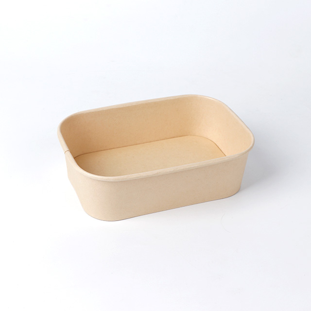  Logotipo de 500 ml Impreso Eco Friendly Take Rectangle Bamboo Paper Bowl con tapas