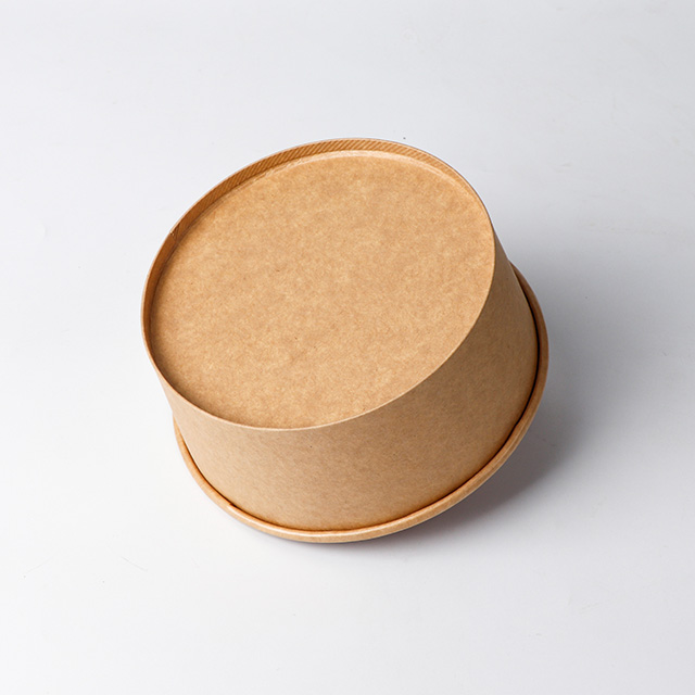 Logotipo personalizado Reduce desechable Kraft 1300ml Envalía de papel con tapa de mascotas para fideos de comida