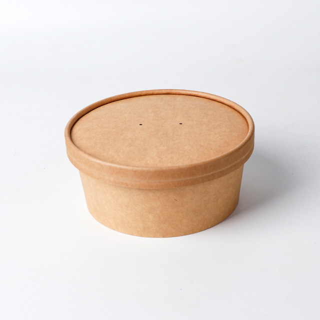 20 oz biodegradable impreso personalizado desechable kraft papel ensalada de papel tazón compostable tazón con tapas