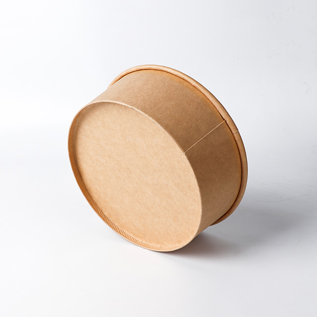 44oz Biodegradable impreso personalizado Dispastable Kraft Paper Envalía Tazón de papel compostable con tapas