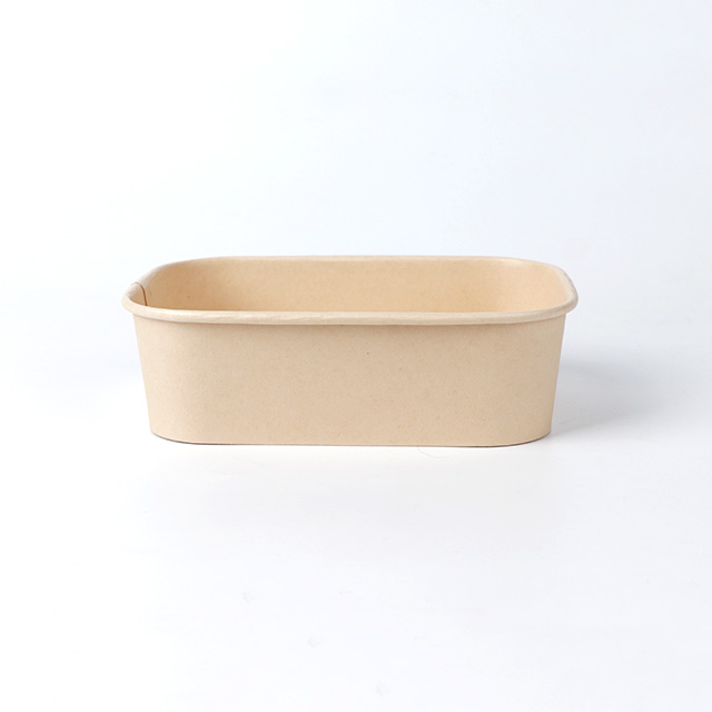  Logotipo de 500 ml Impreso Eco Friendly Take Rectangle Bamboo Paper Bowl con tapas