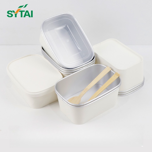Gama de tazones de papel cuadrados Kraft reciclables 