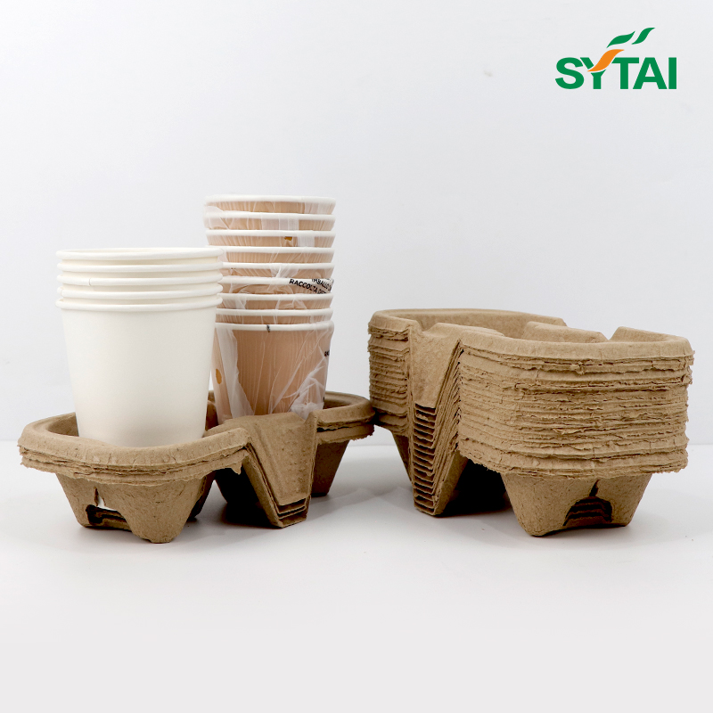 Portador de vasos de pulpa de papel Portadores de bebidas desechables