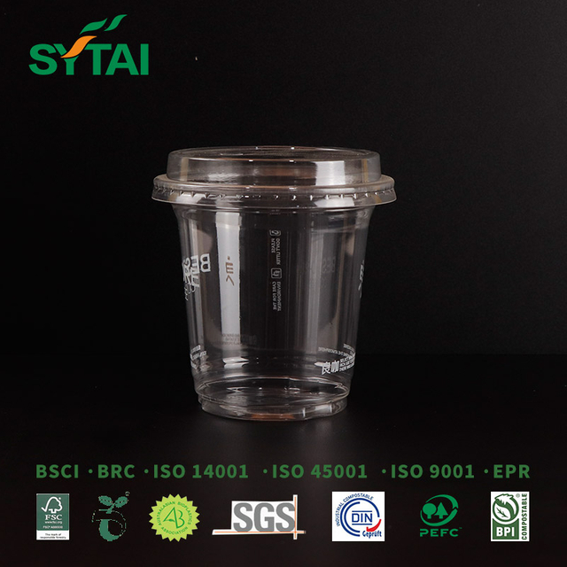 Vaso de plástico PET con tapa domo