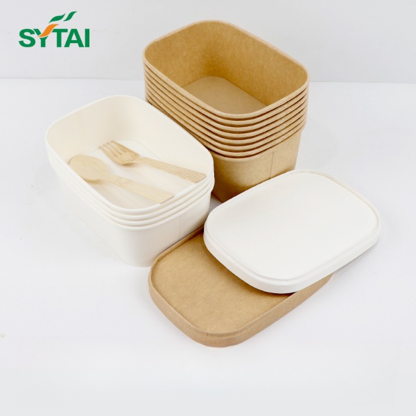 Ensaladera cuadrada de papel Kraft de 750 ml 