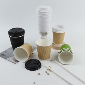 Vaso De Papel De Pared Ondulado Con Tapa 90mm