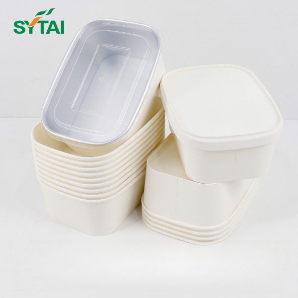 Cuenco de papel cuadrado de 1000 ml con tapa