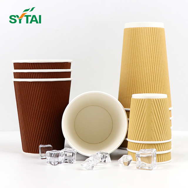 Tazas de café onduladas negras de 10 oz