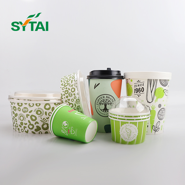 Vasos de papel para helado de 16 oz con tapas 
