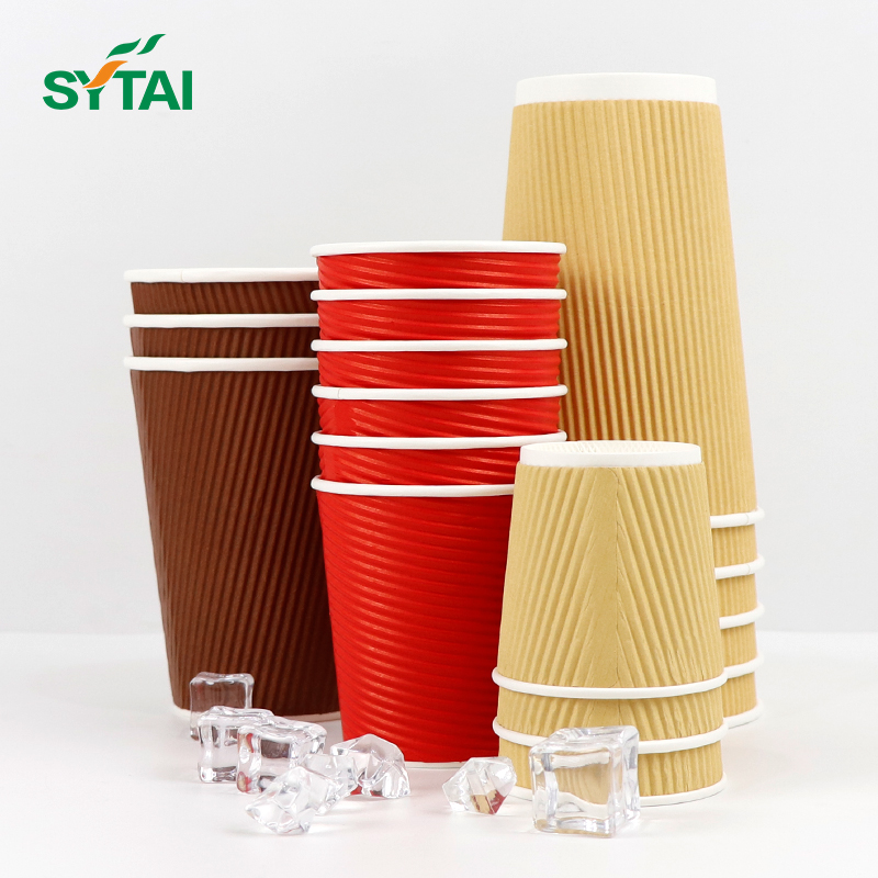 Tazas de café onduladas negras de 10 oz