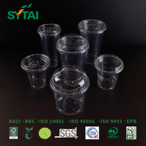 Vasos de plástico PET con tapa y pajita
