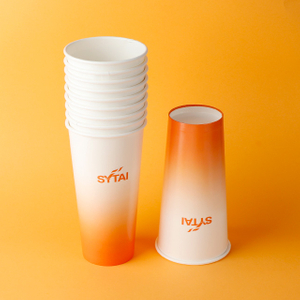 Vaso de papel desechable para refrescos fríos con tapa