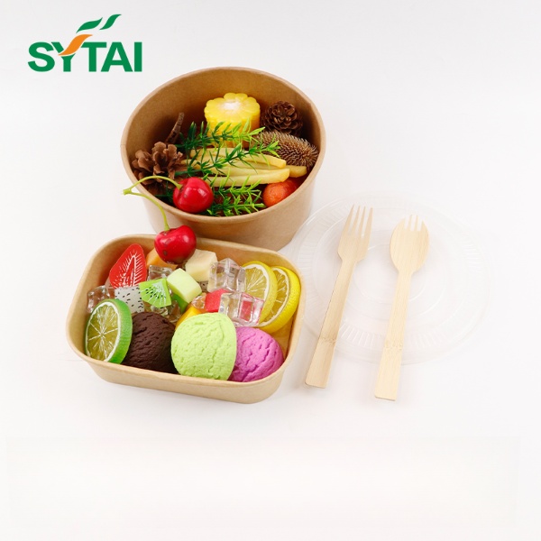 Ensaladeras de papel Kraft de 1000 ml con tapas