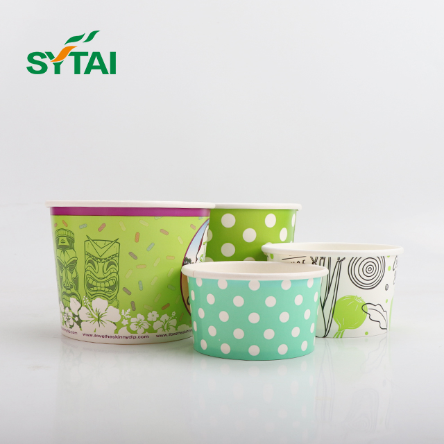 Vasos de papel para helado de 16 oz con tapas 