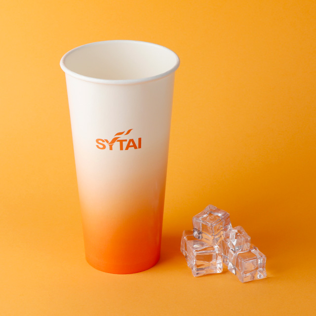 Vaso de papel desechable para refrescos fríos con tapa