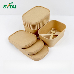 Gama de tazones de papel cuadrados Kraft reciclables 