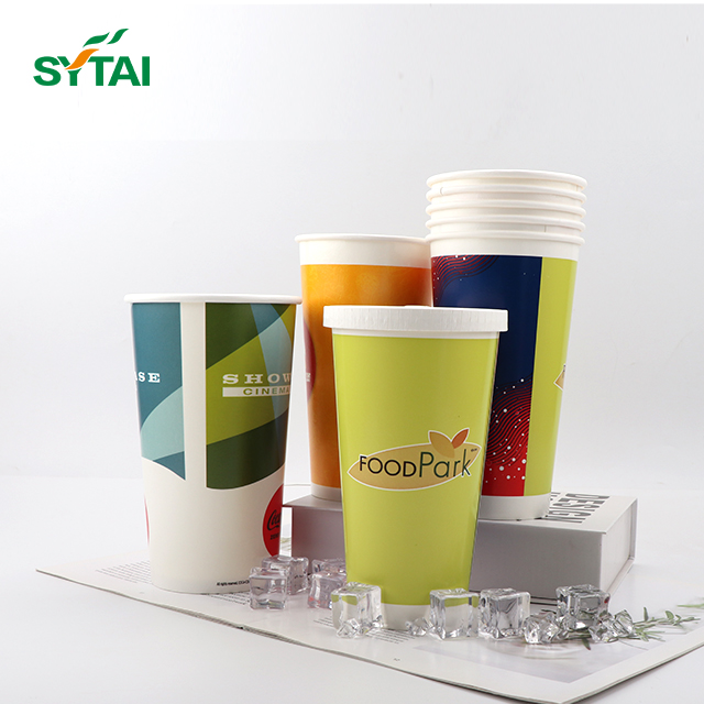 Vasos de papel personalizados para bebidas frías con tapas