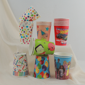 Suministros para fiestas de festivales Vasos de papel coloridos: vasos desechables de colores a granel para ventas al por mayor y eventos