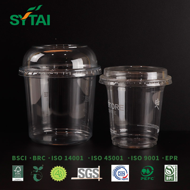 Vasos de PET transparentes con tapas tipo cúpula para bebidas frías de café helado